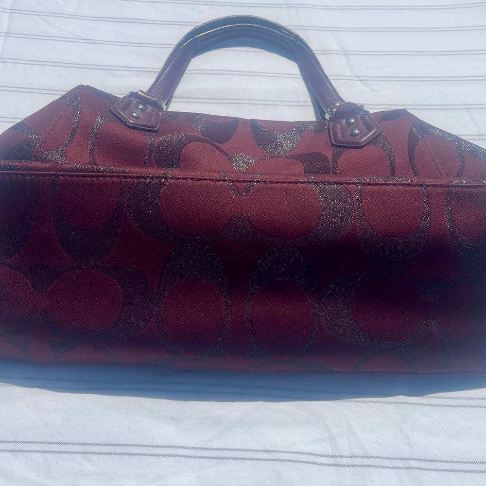 Coach Campbell Signature Metallic Belle Carryall Bag - Bordeaux - Picture 14 of 15